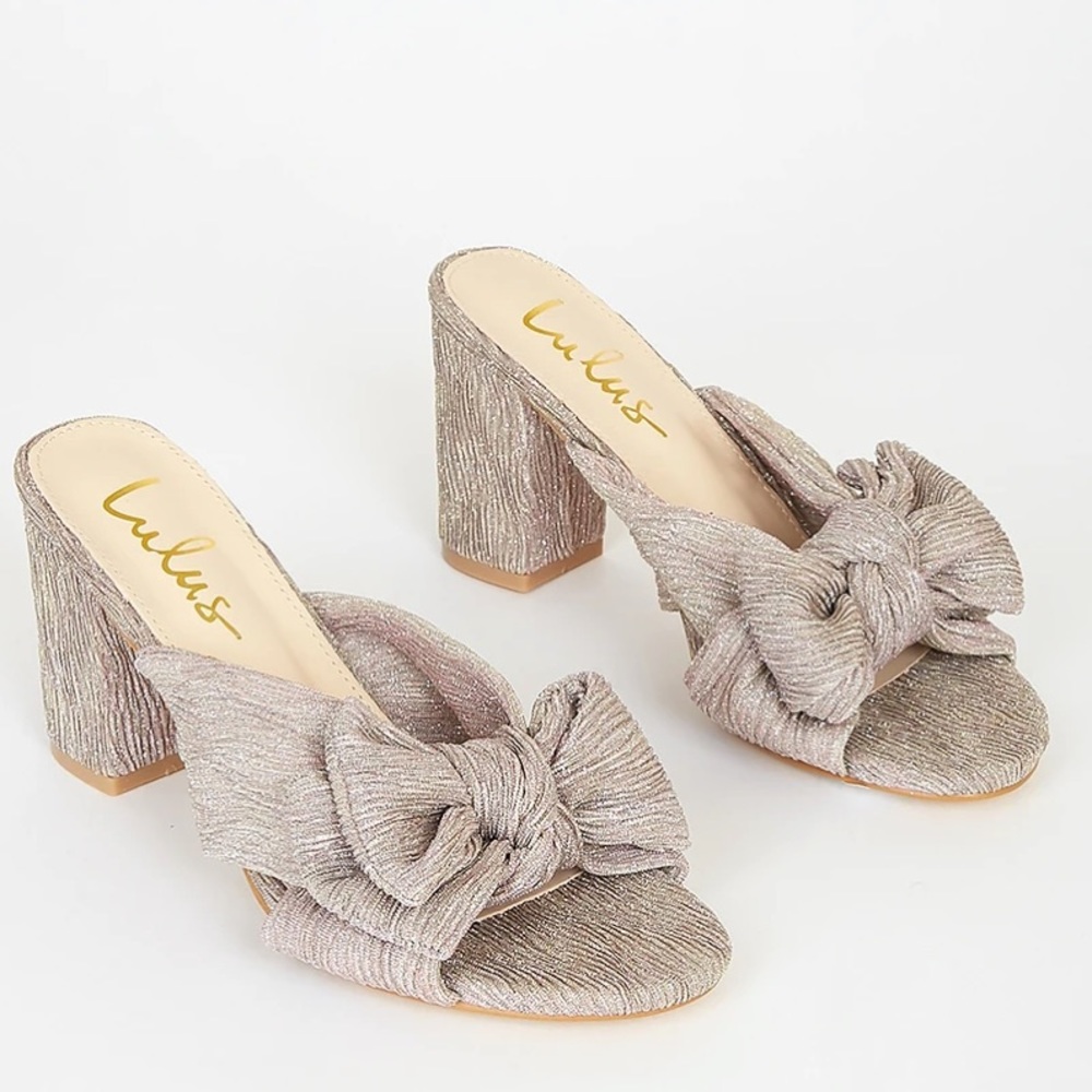 Loeffler Randall Dupes Pink Sparkly Bow Heeled Sandals 8.5 Dorothea Lulus